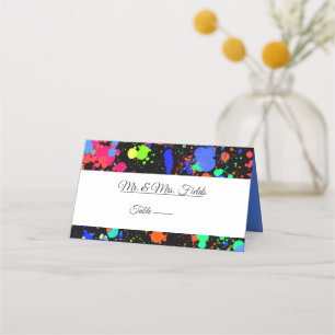 Carte De Placement Neon Paint Splatter, étoile Bat mitzvah de David