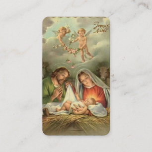Carte De Placement Noël religieux Jésus Saint Joseph Marie Prière