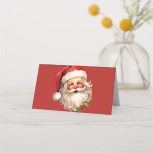 Carte De Placement Noël rétro Holly Jolly Santa Claus