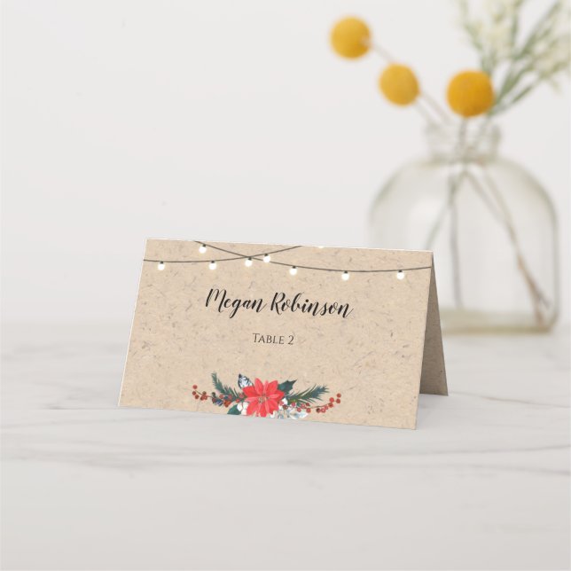 Carte De Placement Noël Rustique Mariage d'hiver Carte de lieu (Devant)