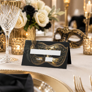 Carte De Placement Nom de masque d'or noir de masquerade