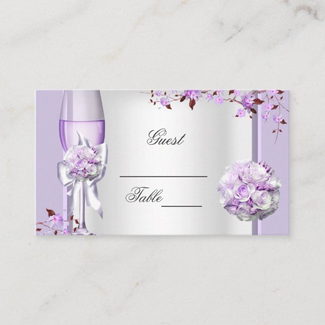 Carte De Placement Nom du mariage Place Lavender Purple Lilac 4 (Devant)
