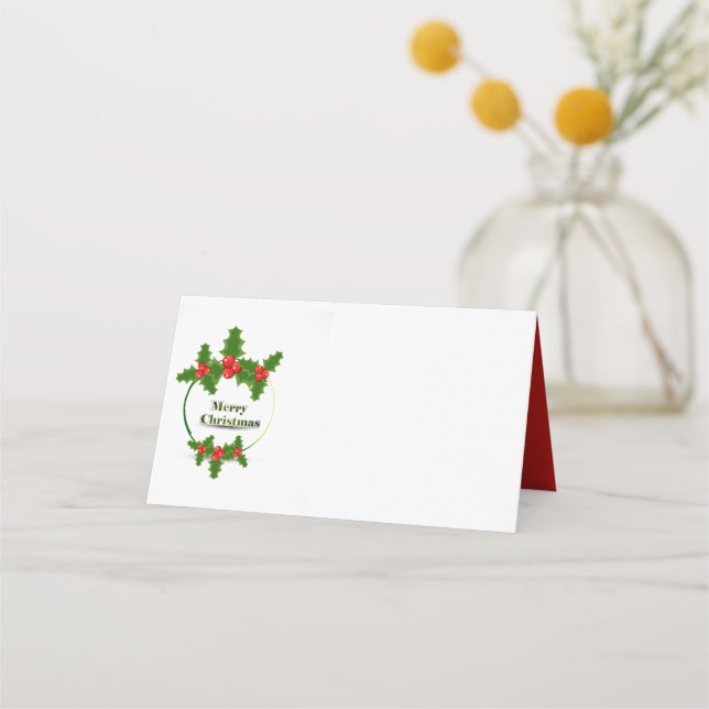 Carte De Placement Nom Place Card-Joyeux Noël Holly (Devant)