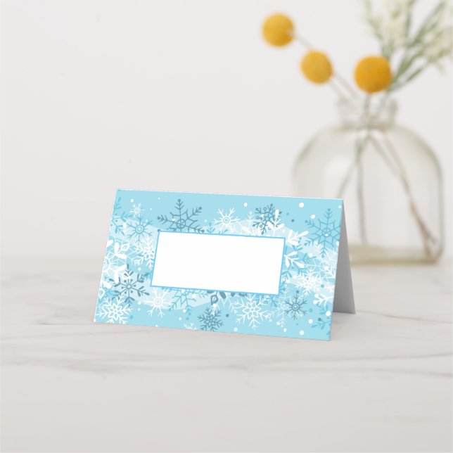 Carte De Placement Nom Place Card-Snowflakes (Devant)