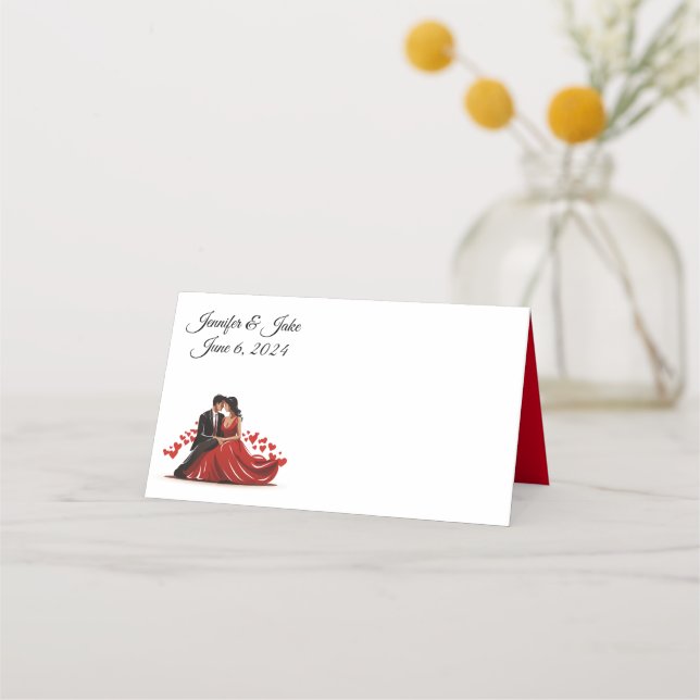 Carte De Placement Nom plié Place Card-Mariage Couple (Devant)
