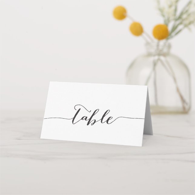 Carte De Placement Noms de table de script lettres main Mariage initi (Devant)