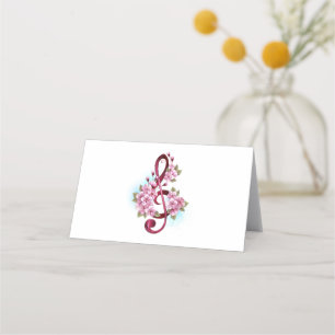 Carte De Placement Notes de clef musicale en treble avec des fleurs S