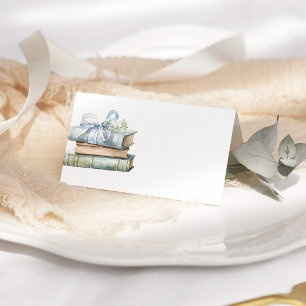 Carte De Placement Nouveau chapitre Baby shower de livres Blue Bow Bo