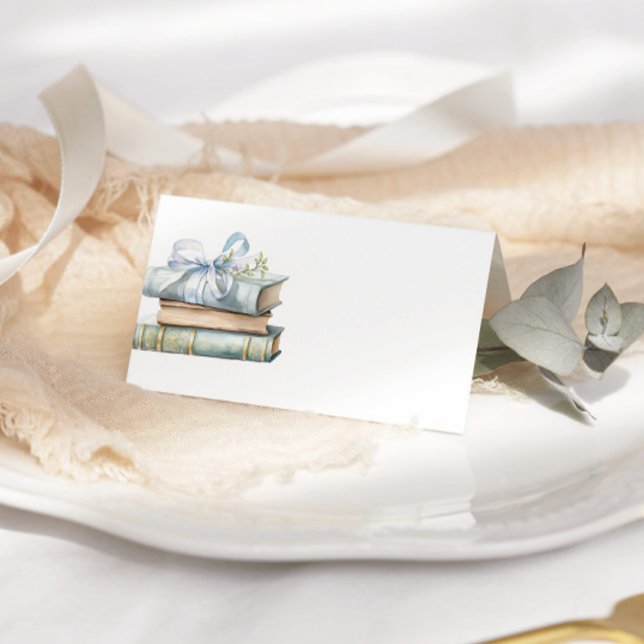 Carte De Placement Nouveau chapitre Baby shower de livres Blue Bow Bo (Créateur téléchargé)