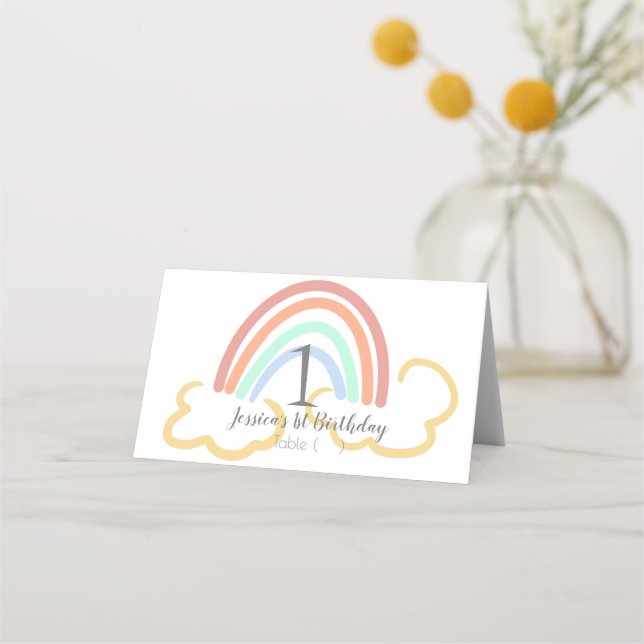 Carte De Placement Nuage et arc-en-ciel Brush Strot Premier anniversa (Devant)