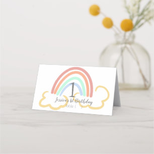 Carte De Placement Nuage et Arc-en-Ciel Coup de Pinceau Premier Anniv