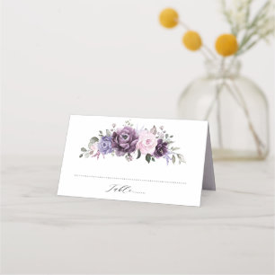 Carte De Placement Nuances de pourpre Dusty fleurs Moody Floral Maria