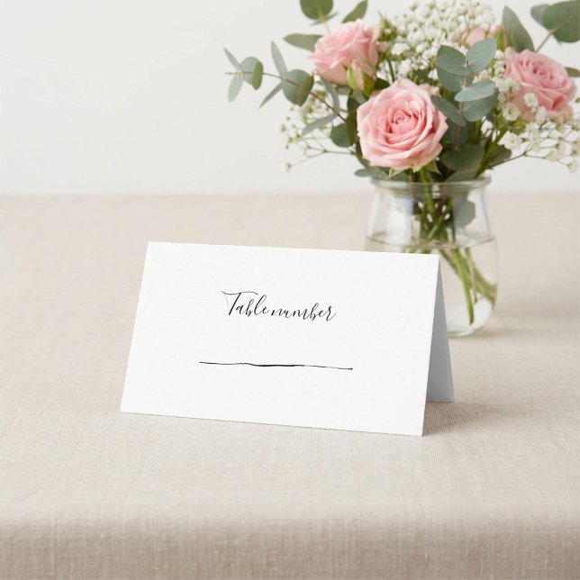 Carte De Placement Numéro de la table de réception de style noir (Black ink style reception table number place card.)