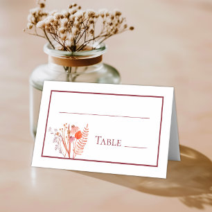 Carte De Placement Numéro de table de mariage aux fleurs sauvages Boh