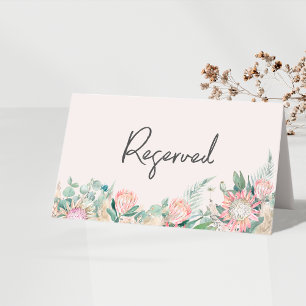 Carte De Placement Numéro de table de mariage aux Pampas Protéa Eucal