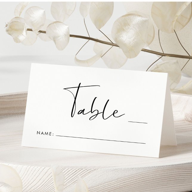 Carte De Placement Numéro de table de mariage Chic Script (Créateur téléchargé)