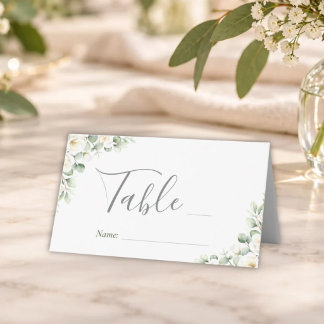 Carte De Placement Numéro de table de mariage floral élégant verdoyan