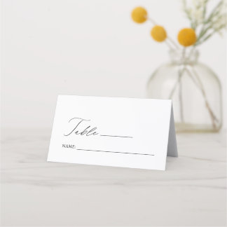 Carte De Placement Numéro de table de Mariage noir et blanc minimal