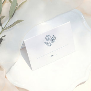 Carte De Placement Numéro de table pour invité de mariage bleu doodle