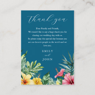 Carte De Placement Océan Blue Tropical Flowers Mariage Merci