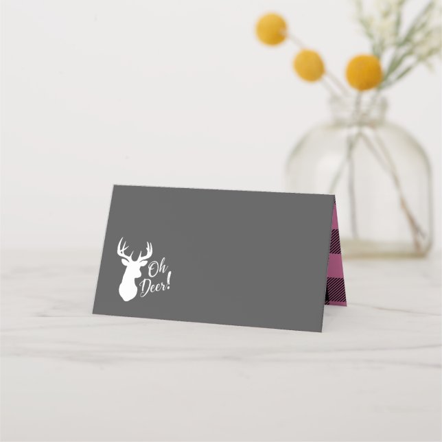 Carte De Placement Oh Deer Baby shower rose (Devant)