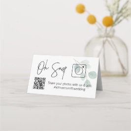Carte De Placement OH SNAP QR Code Eucalyptus Carte de table pliée