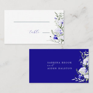 Carte De Placement Ombre Royal Blue Ivory Floral Mariage