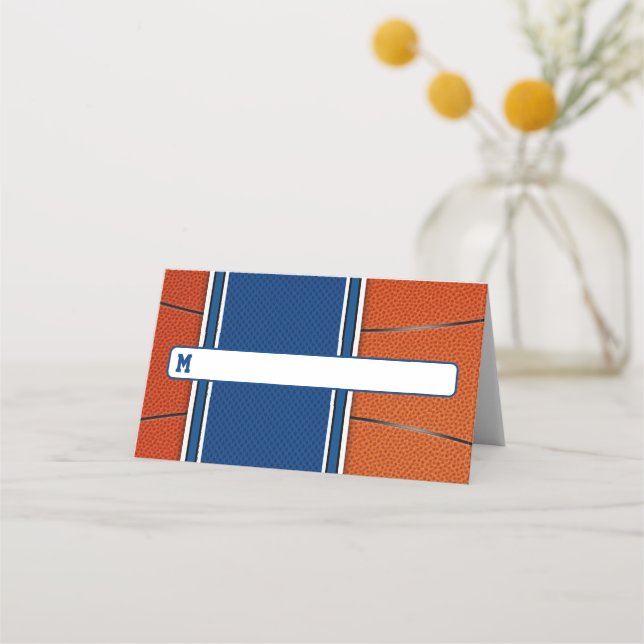 Carte De Placement Orange Blue Basketball Bar Mitzvah (Devant)