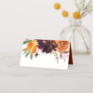 Carte De Placement Orange Bourgogne Brûlé Chute Florale Rustique Mari
