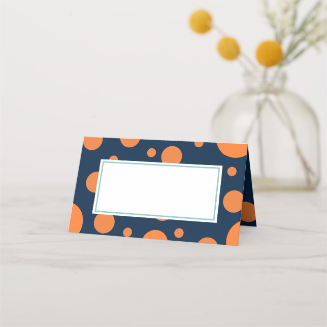 Carte De Placement Orange Navy Blue Polka Dot Mint Anniversaire (Devant)