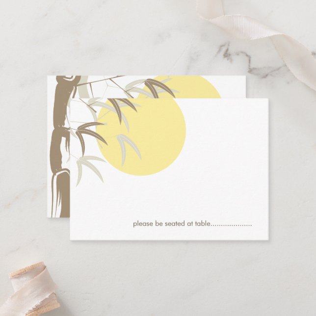 Carte De Placement Oriental Yellow Sunrise Zen Bamboo Mariage asiatiq (Devant/Arrière en situation)
