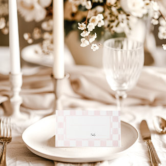 Carte De Placement Painted Pink Checkerboard Pattern Wedding