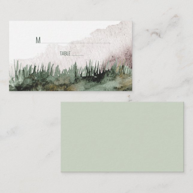 Carte De Placement Pale Forest Vert et Cuivre Nature Thématique (Devant / Derrière)
