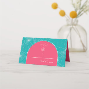 Carte De Placement Palm Tree rose et bleu vert Mariage