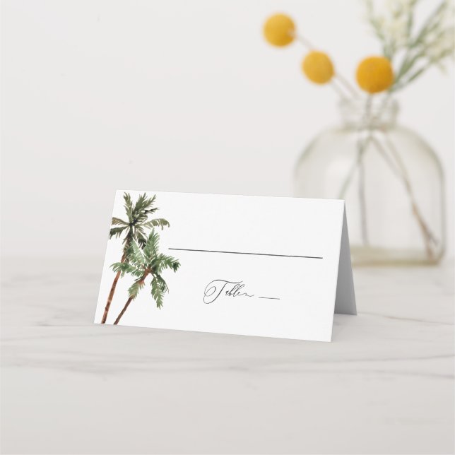 Carte De Placement Palm Tree Tropical Minimal Green Mariage (Devant)