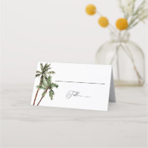 Palm Tree Tropical Minimal Green Mariage