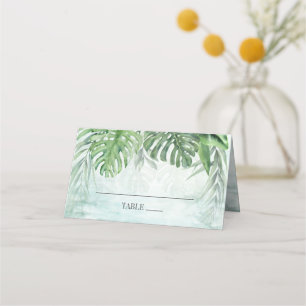 Carte De Placement Palm Tropical Feuille Aquarelle Mariage vert