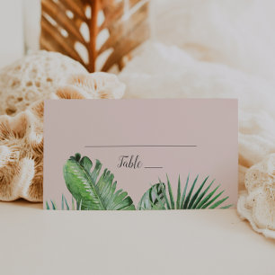 Carte De Placement Palme tropicale sauvage Mariage blanc