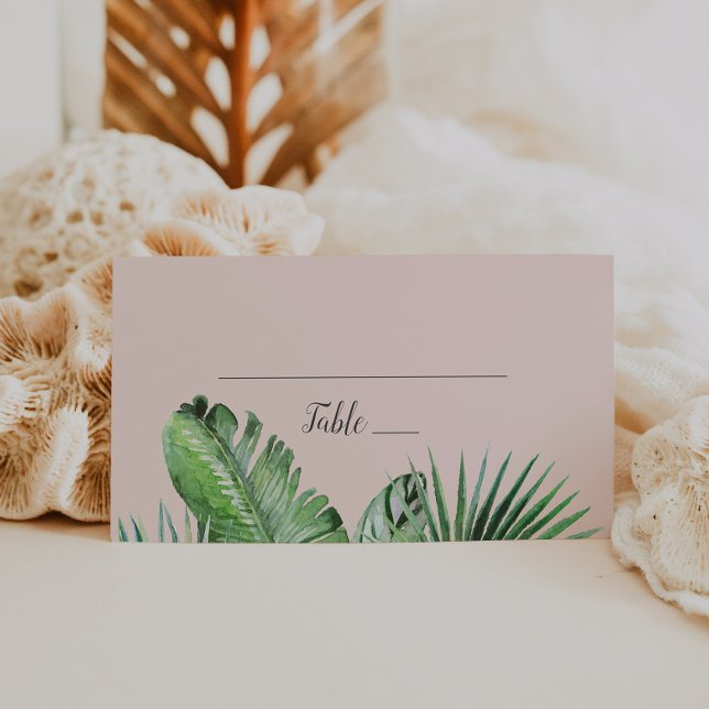 Carte De Placement Palme tropicale sauvage | Mariage blanc (Créateur téléchargé)