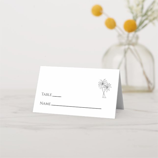 Carte De Placement Palmiers modernes Destination tropicale Mariage (Devant)