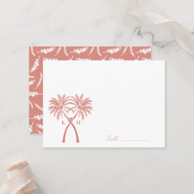 Carte De Placement Palmiers noués Destination Tropicale Mariage (Devant/Arrière en situation)