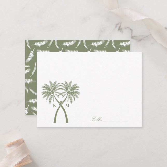 Carte De Placement Palmiers noués Destination Tropicale Mariage (Devant/Arrière en situation)