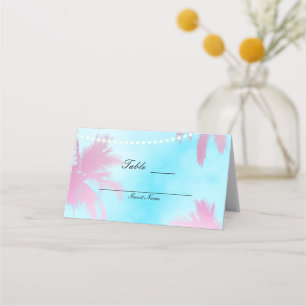 Carte De Placement Palmiers roses Ciel bleu et lumières Table Place