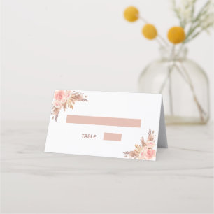 Carte De Placement Pampas de douche nuptiale herbe rose or flush flor
