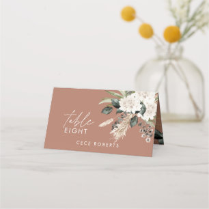 Carte De Placement Pampas eucalyptus terracotta mariage rustique mode