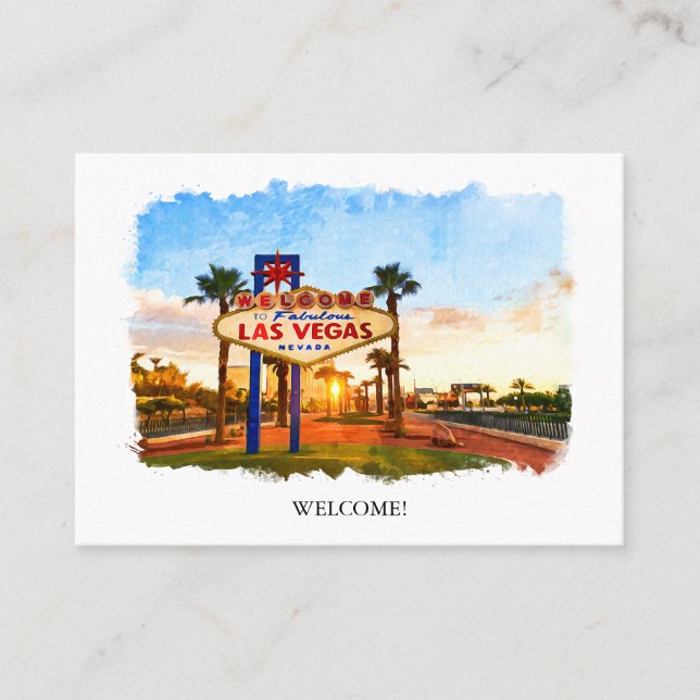 Carte De Placement Panneau Aquarelle Las Vegas Bienvenue Au Mariage (Devant)