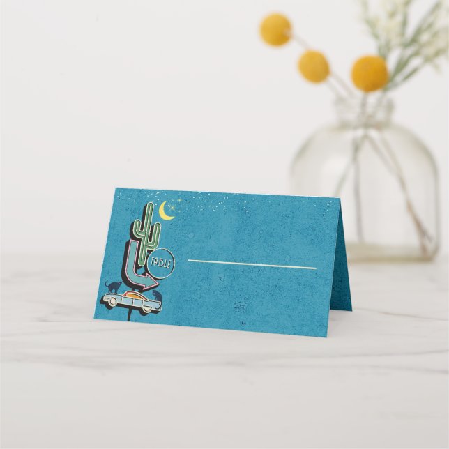 Carte De Placement Panneau rétro Mariage de mariage (Devant)