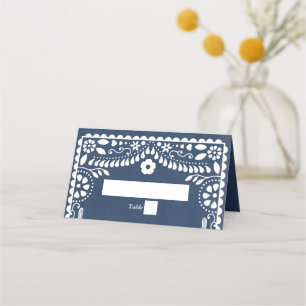 Carte De Placement Papel Picado Mariage Mexicain Rustique Bleu