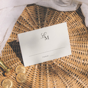 Carte De Placement Papier Minimaliste Monogramme Ivoire Mariage Edito