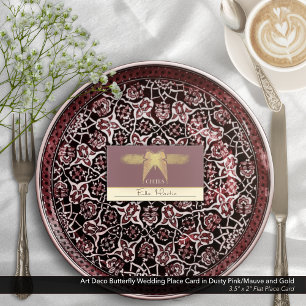 Carte De Placement Papillon Art Déco Mariage Antique Gold Rose